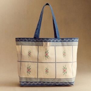 Sezane X Baziszt Rose Floral Cotton Canvas Shoulder Bag NEW